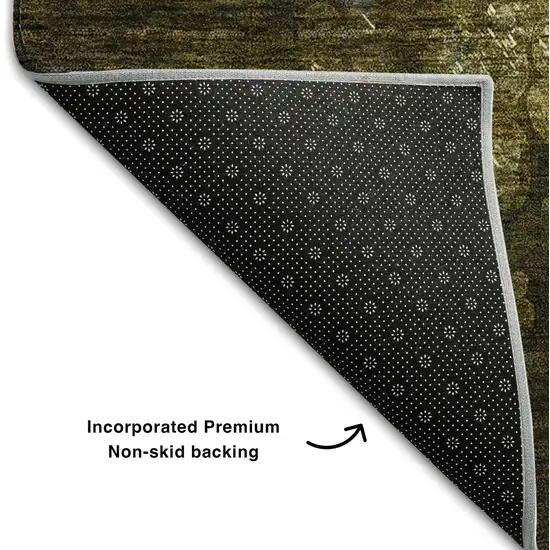 Brown And Ivory Abstract Washable Area Rug With UV Protection Photo 8