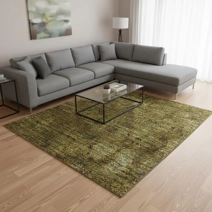 Brown And Ivory Abstract Washable Area Rug With UV Protection Photo 2