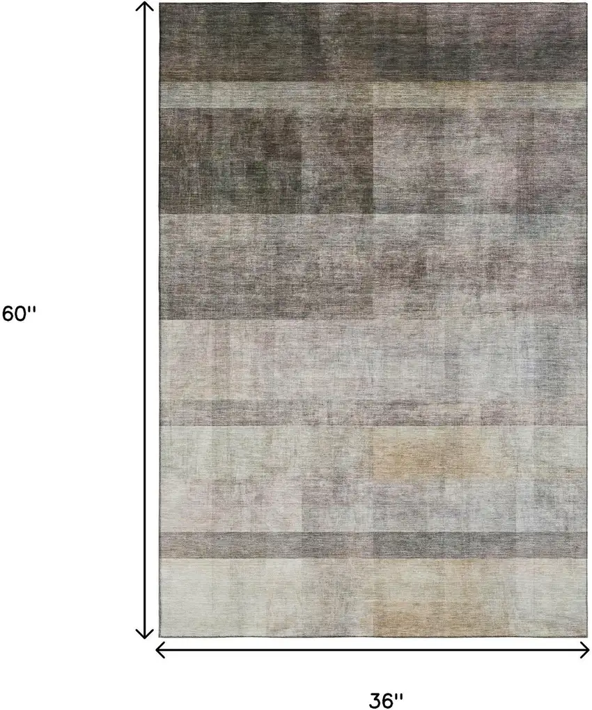 Brown And Ivory Abstract Washable Area Rug With UV Protection Photo 3