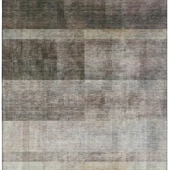 Brown And Ivory Abstract Washable Area Rug With UV Protection Photo 3