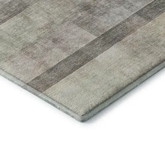 Brown And Ivory Abstract Washable Area Rug With UV Protection Photo 7