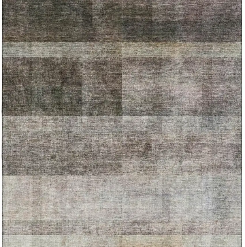 Brown And Ivory Abstract Washable Area Rug With UV Protection Photo 3