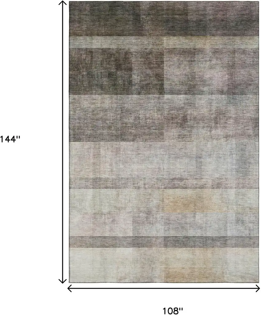 Brown And Ivory Abstract Washable Area Rug With UV Protection Photo 3