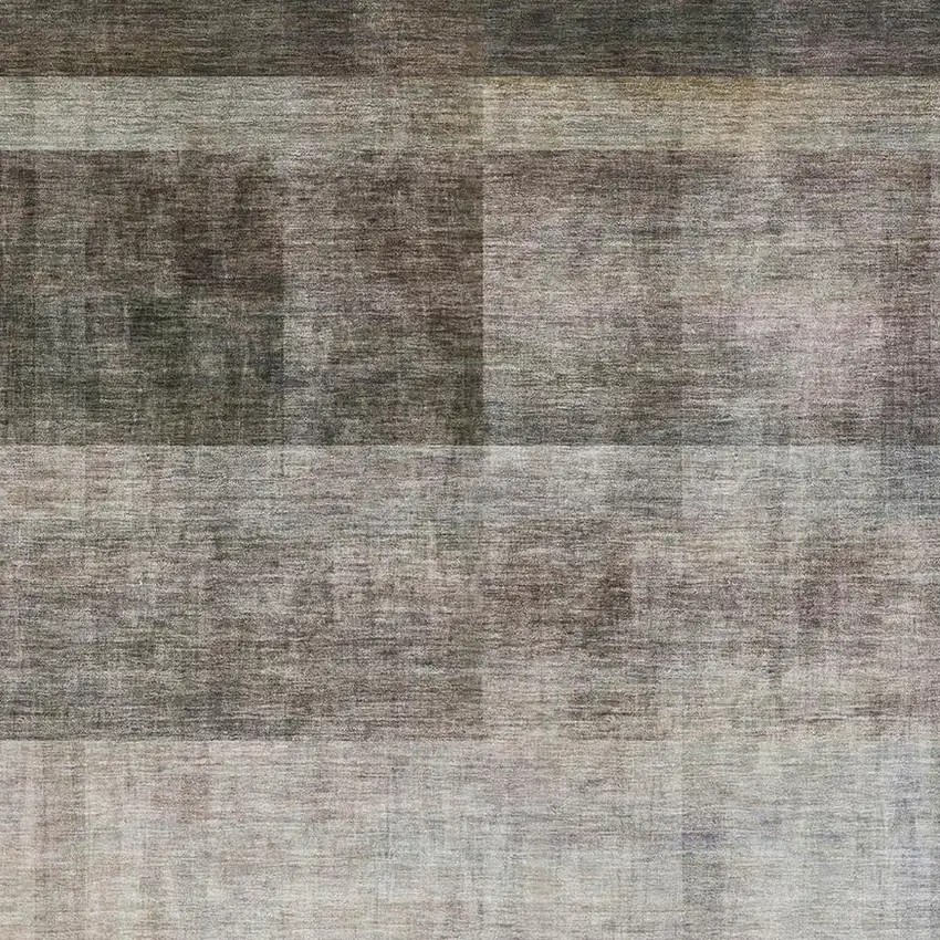 Brown And Ivory Abstract Washable Area Rug With UV Protection Photo 2