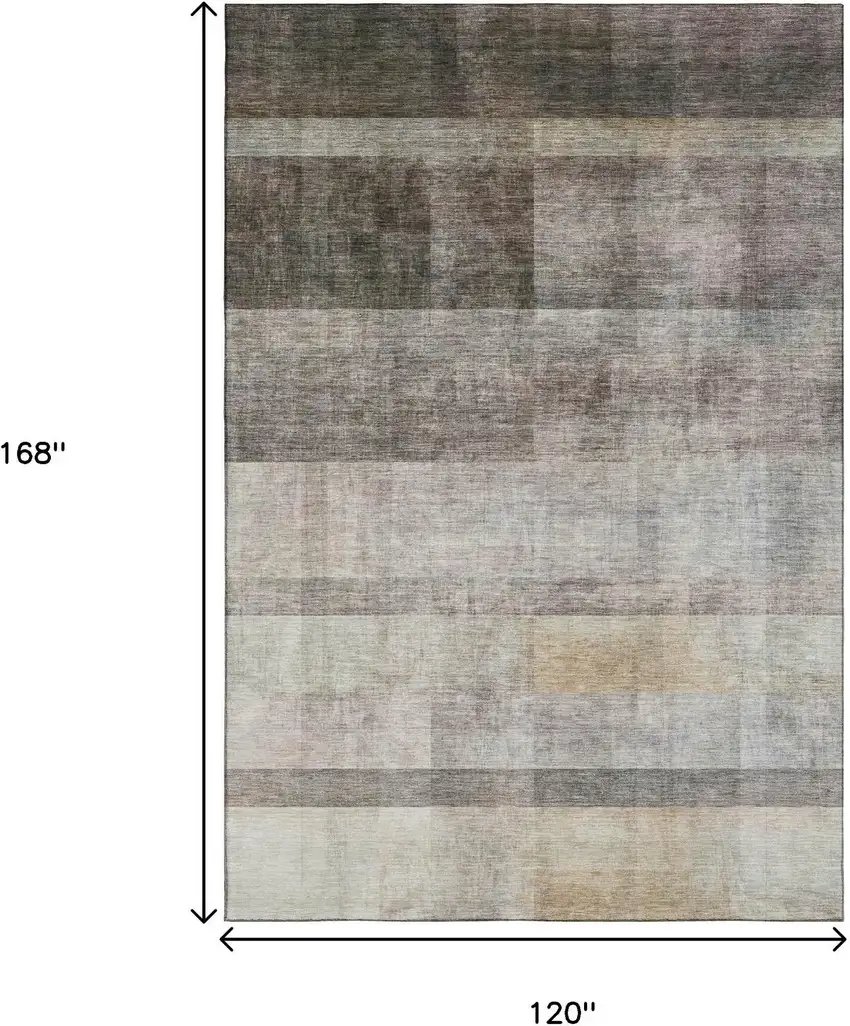 Brown And Ivory Abstract Washable Area Rug With UV Protection Photo 3