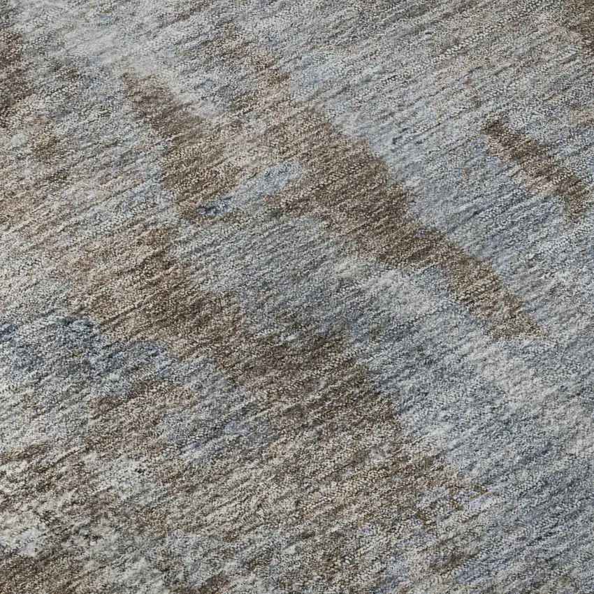 Brown And Ivory Abstract Washable Area Rug With UV Protection Photo 9