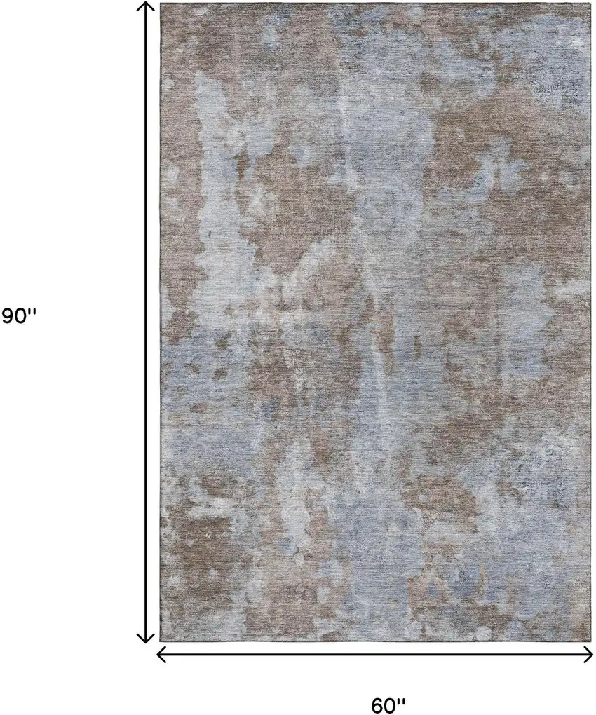 Brown And Ivory Abstract Washable Area Rug With UV Protection Photo 9