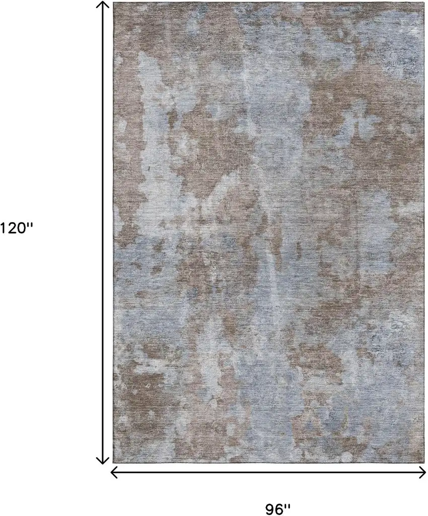 Brown And Ivory Abstract Washable Area Rug With UV Protection Photo 7