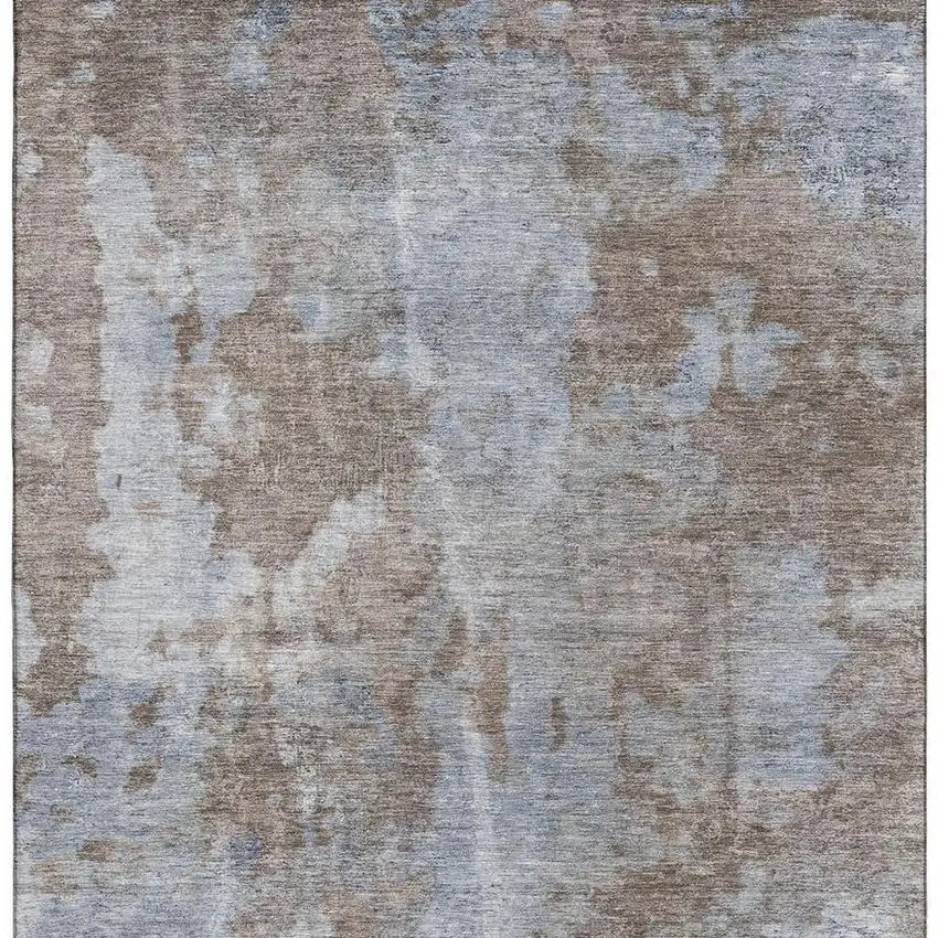 Brown And Ivory Abstract Washable Area Rug With UV Protection Photo 4