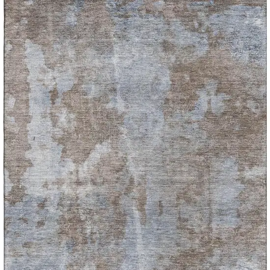 Brown And Ivory Abstract Washable Area Rug With UV Protection Photo 3