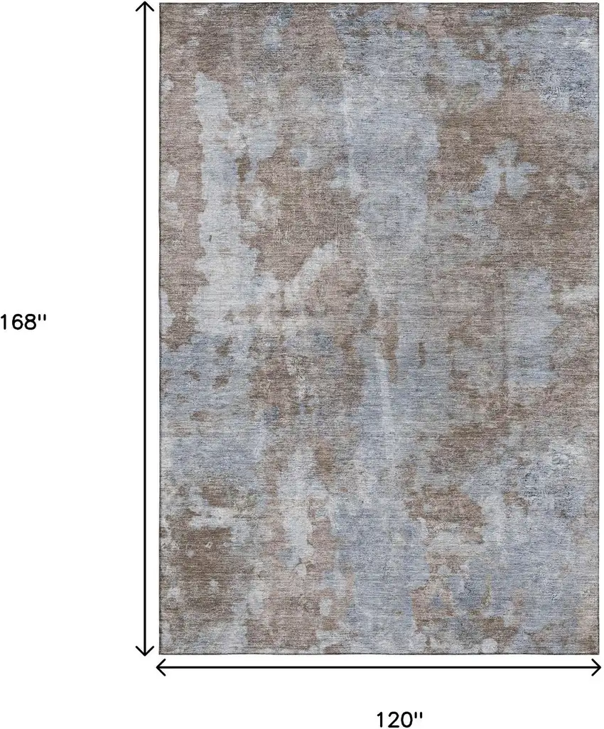 Brown And Ivory Abstract Washable Area Rug With UV Protection Photo 6