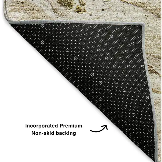 Brown And Ivory Abstract Washable Area Rug With UV Protection Photo 7