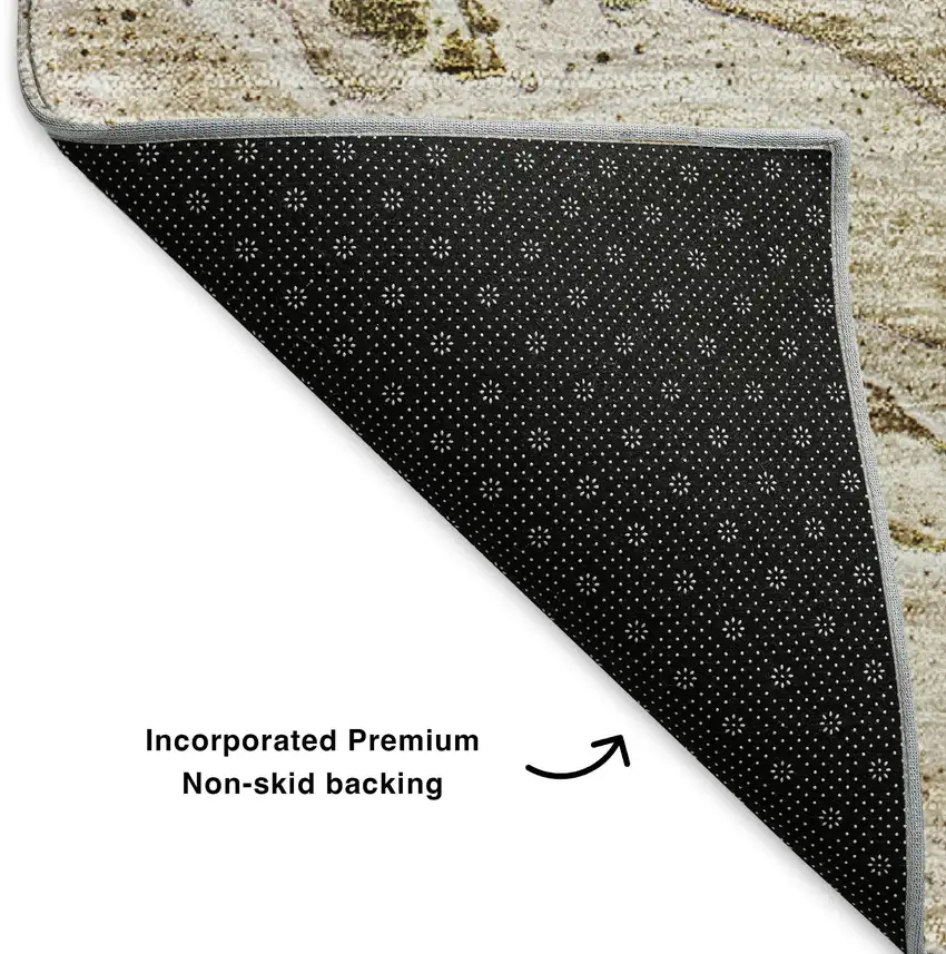 Brown And Ivory Abstract Washable Area Rug With UV Protection Photo 7