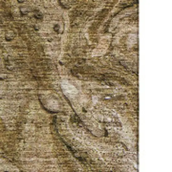 Brown And Ivory Abstract Washable Area Rug With UV Protection Photo 4