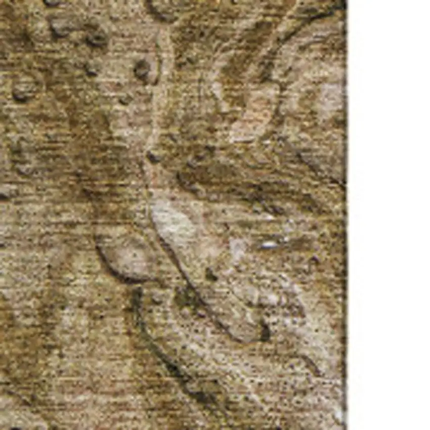 Brown And Ivory Abstract Washable Area Rug With UV Protection Photo 4