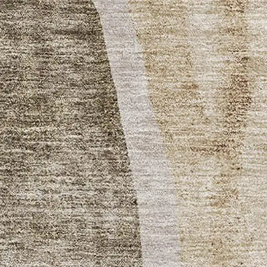 Brown And Ivory Abstract Washable Area Rug With UV Protection Photo 3