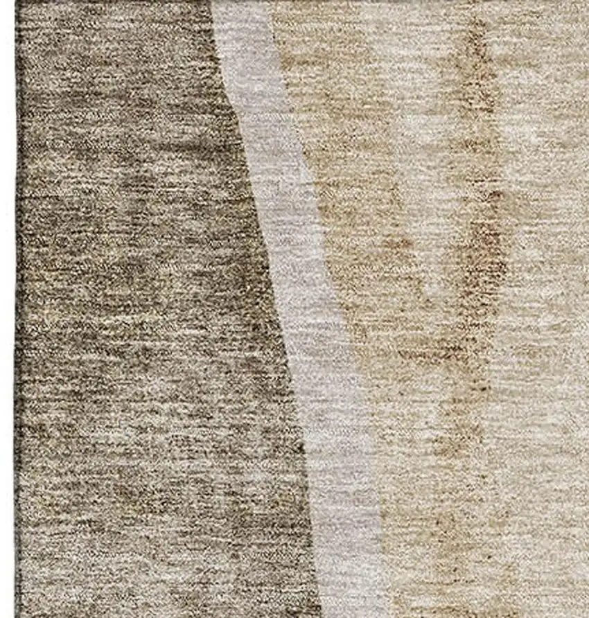 Brown And Ivory Abstract Washable Area Rug With UV Protection Photo 8