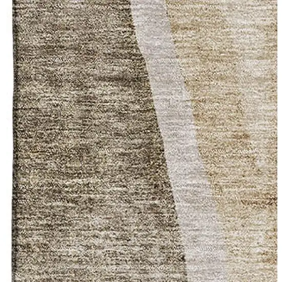Brown And Ivory Abstract Washable Area Rug With UV Protection Photo 6