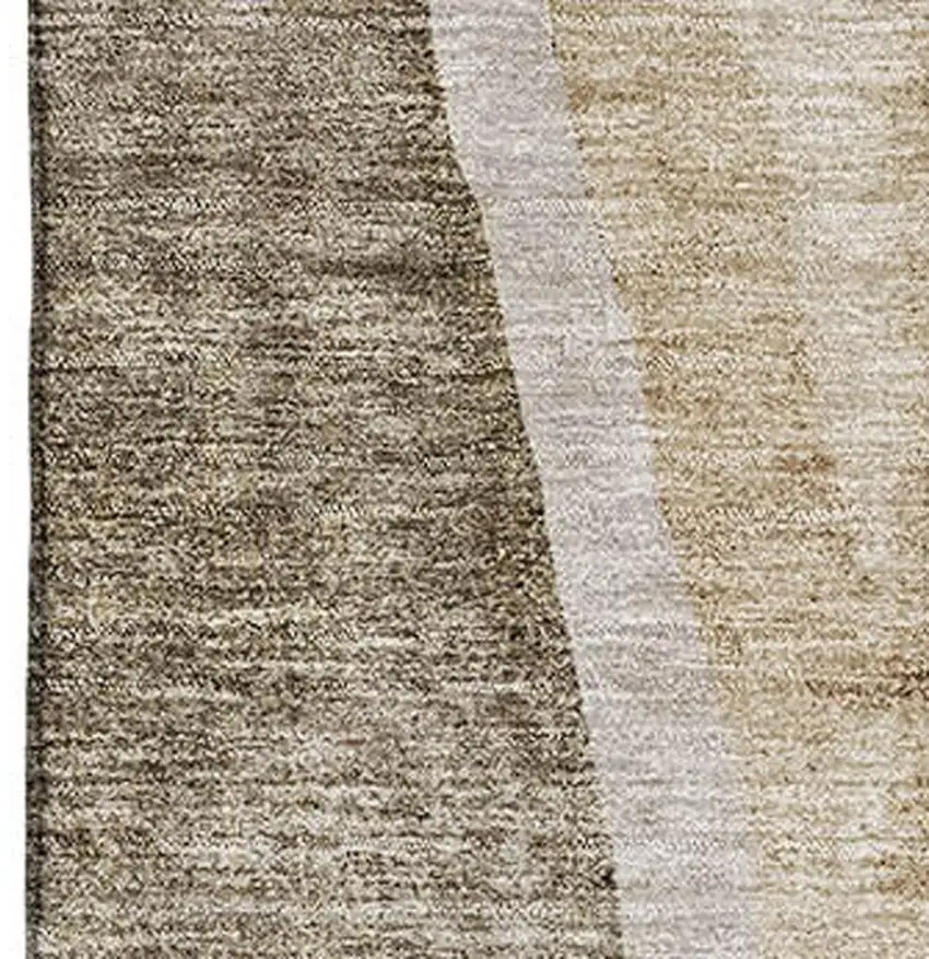 Brown And Ivory Abstract Washable Area Rug With UV Protection Photo 6