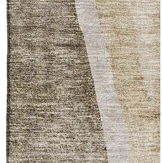 Brown And Ivory Abstract Washable Area Rug With UV Protection Photo 8