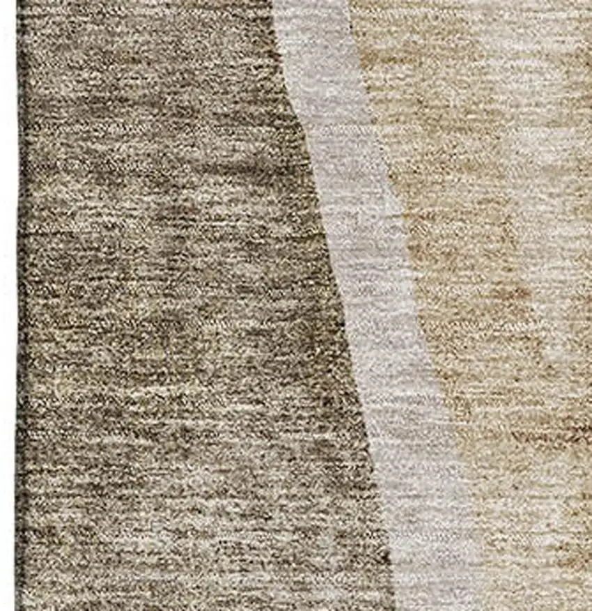 Brown And Ivory Abstract Washable Area Rug With UV Protection Photo 8