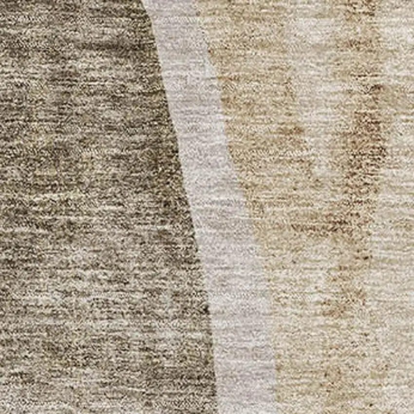 Brown And Ivory Abstract Washable Area Rug With UV Protection Photo 4