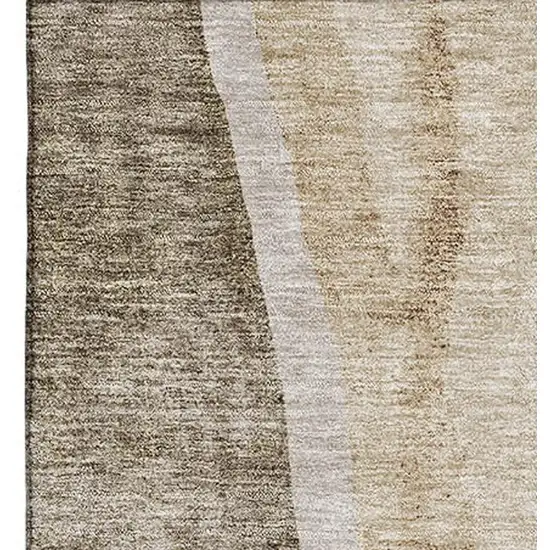 Brown And Ivory Abstract Washable Area Rug With UV Protection Photo 7
