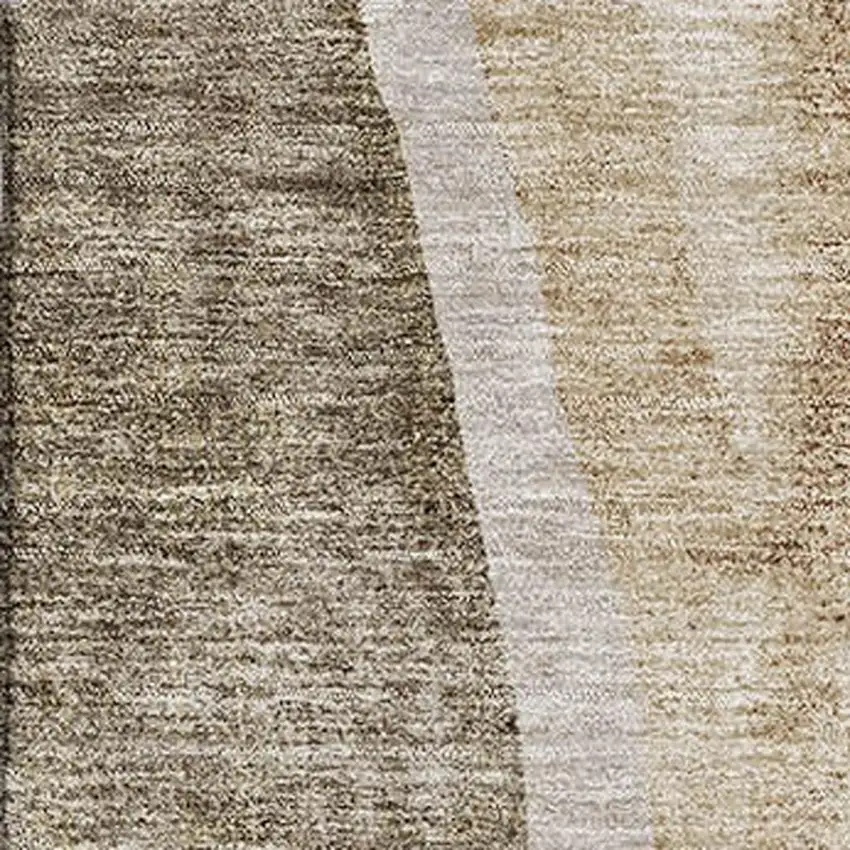 Brown And Ivory Abstract Washable Area Rug With UV Protection Photo 8