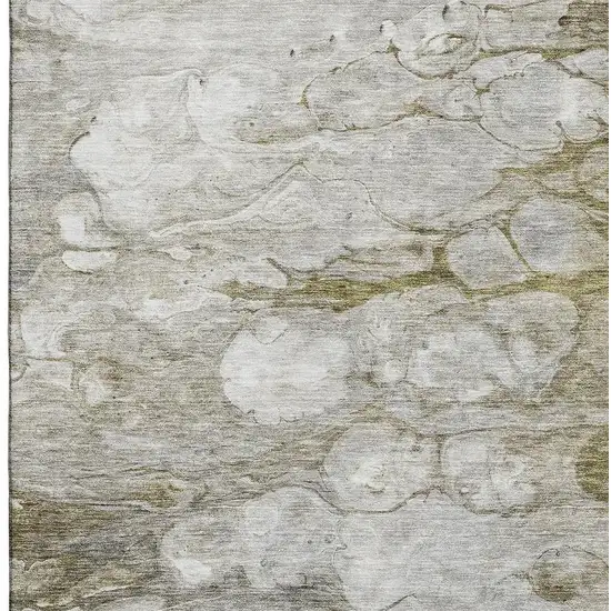 Brown And Ivory Abstract Washable Area Rug With UV Protection Photo 1