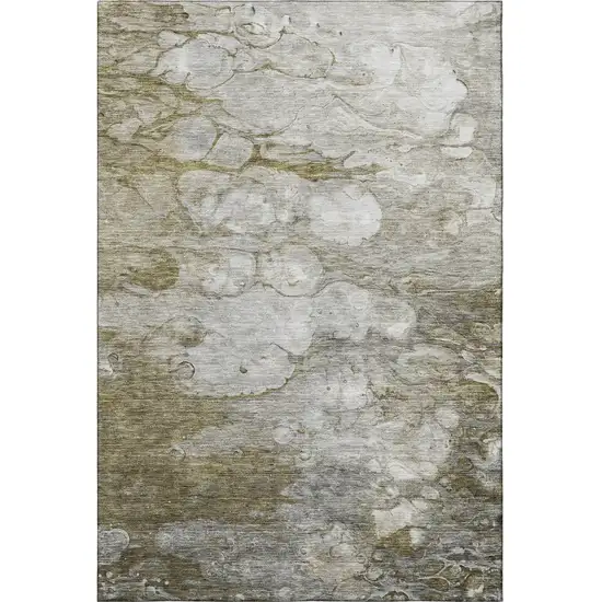 Brown And Ivory Abstract Washable Area Rug With UV Protection Photo 5