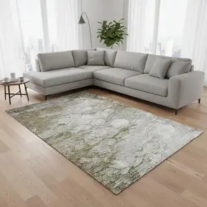 Photo of Brown And Ivory Abstract Washable Area Rug With UV Protection