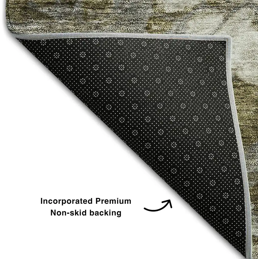 Brown And Ivory Abstract Washable Area Rug With UV Protection Photo 6