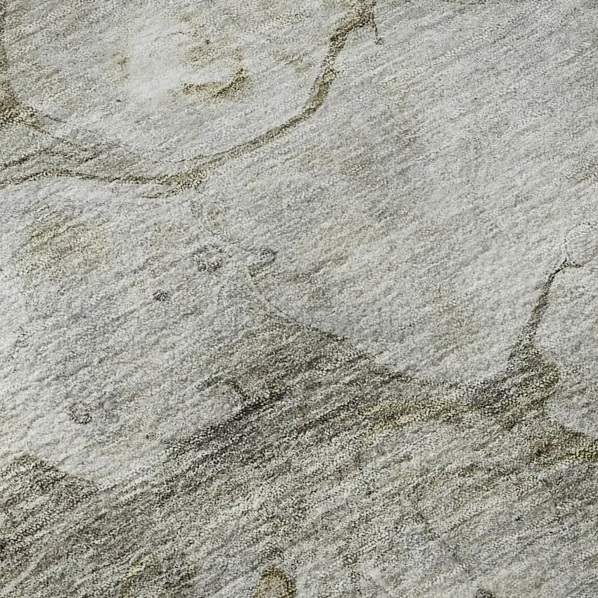 Brown And Ivory Abstract Washable Area Rug With UV Protection Photo 9