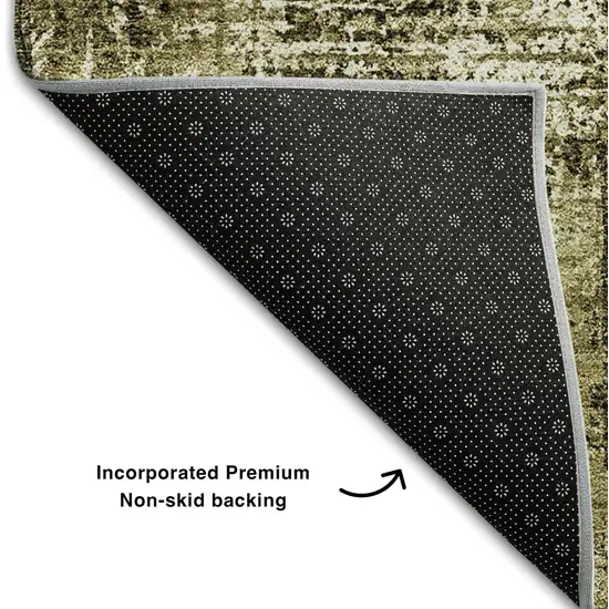 Brown And Ivory Abstract Washable Area Rug With UV Protection Photo 5