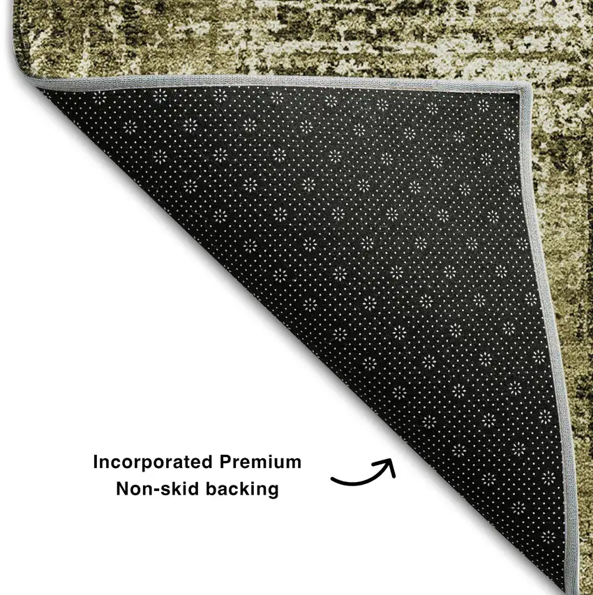 Brown And Ivory Abstract Washable Area Rug With UV Protection Photo 5