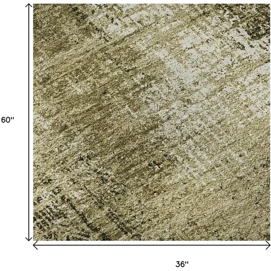Brown And Ivory Abstract Washable Area Rug With UV Protection Photo 8