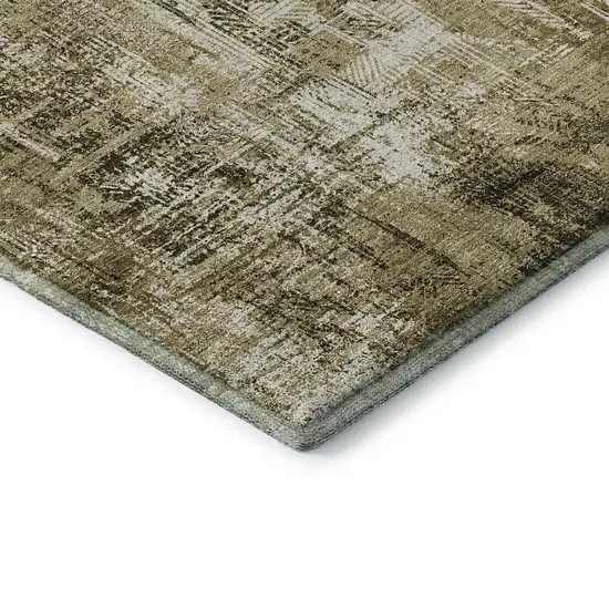 Brown And Ivory Abstract Washable Area Rug With UV Protection Photo 6