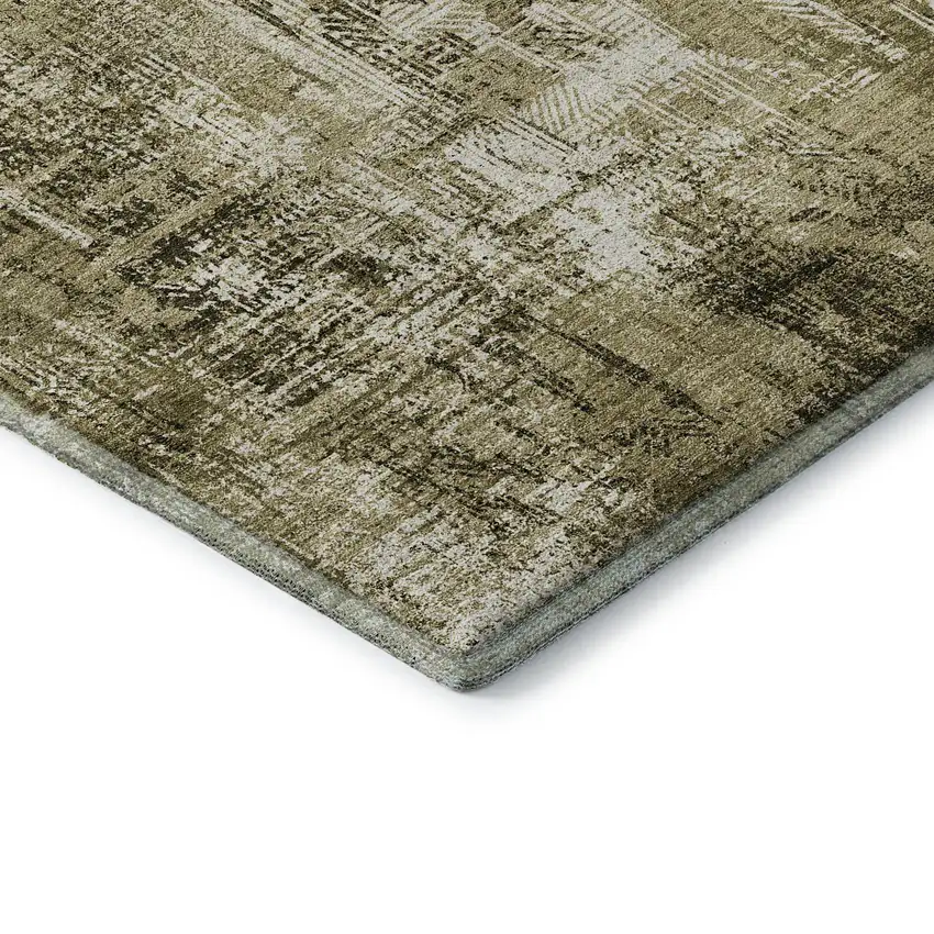 Brown And Ivory Abstract Washable Area Rug With UV Protection Photo 6