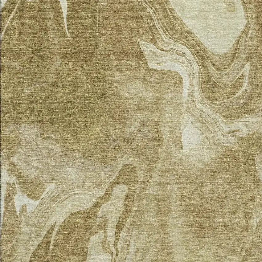 Brown And Ivory Abstract Washable Area Rug With UV Protection Photo 3