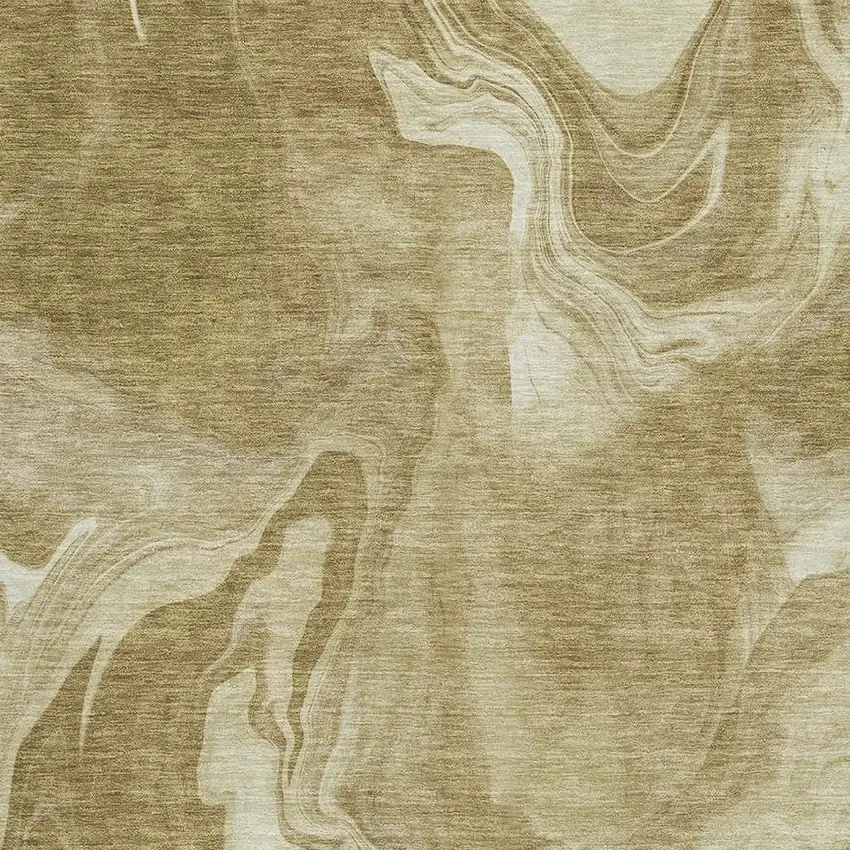 Brown And Ivory Abstract Washable Area Rug With UV Protection Photo 3