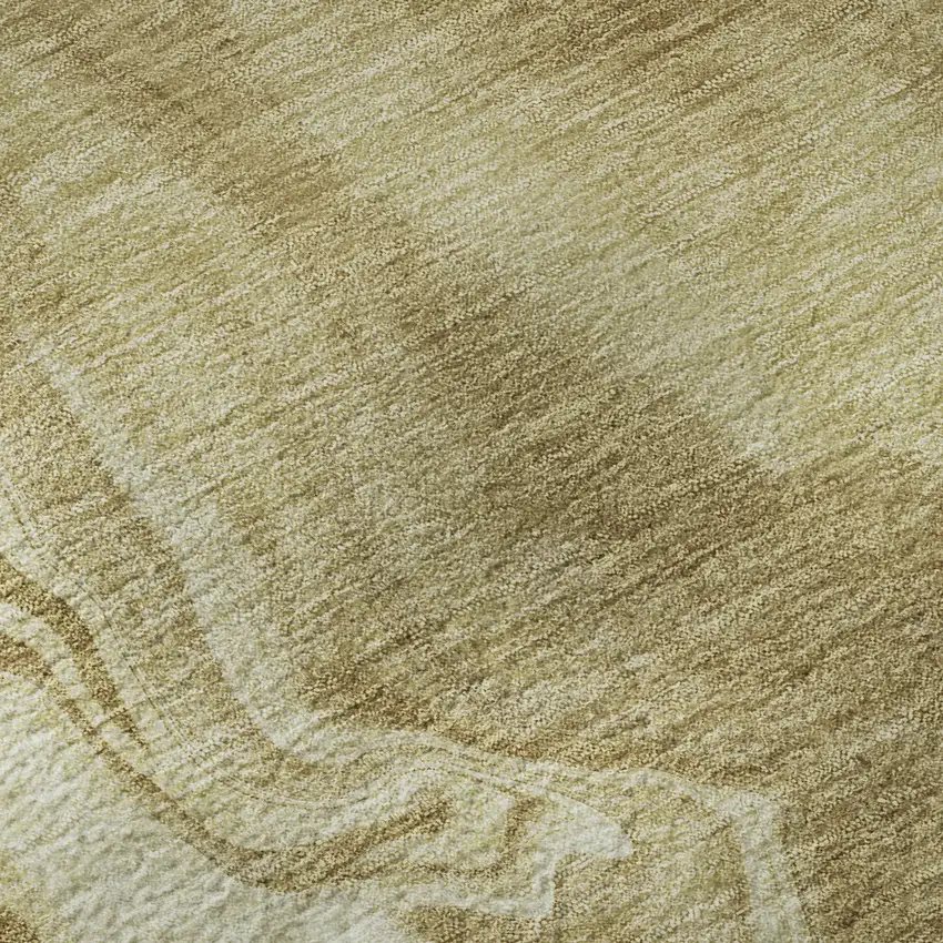 Brown And Ivory Abstract Washable Area Rug With UV Protection Photo 9