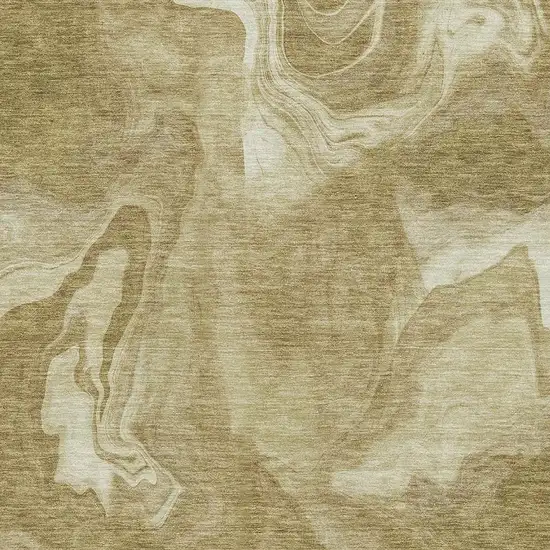 Brown And Ivory Abstract Washable Area Rug With UV Protection Photo 3