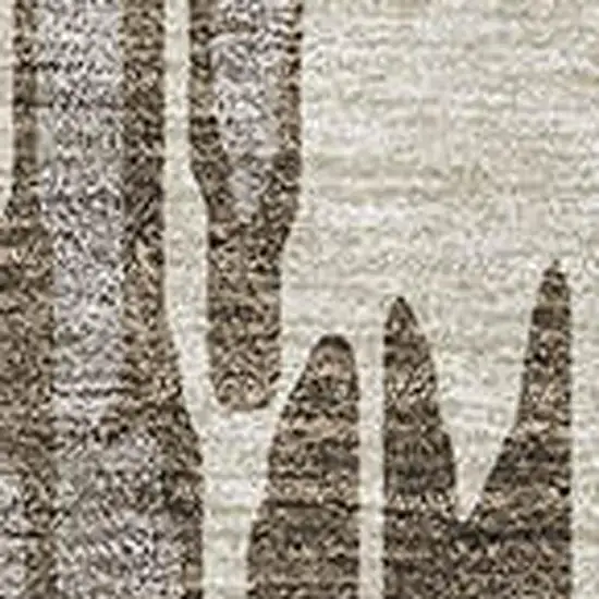Brown And Ivory Abstract Washable Area Rug With UV Protection Photo 2