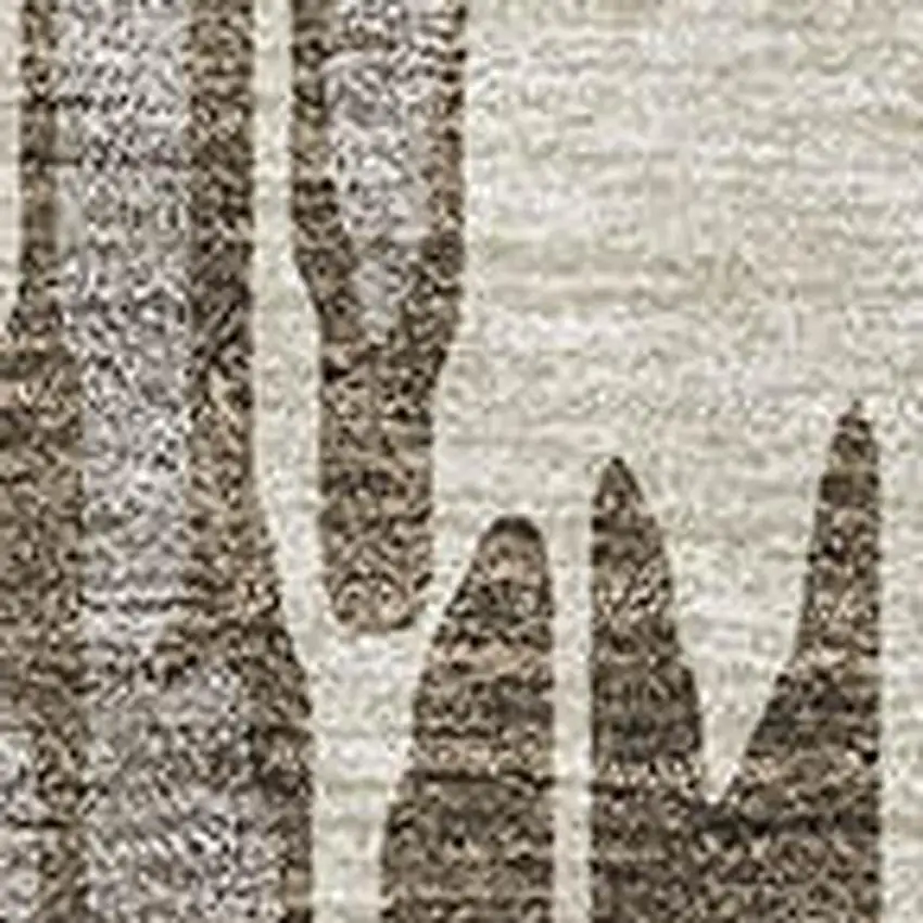 Brown And Ivory Abstract Washable Area Rug With UV Protection Photo 2