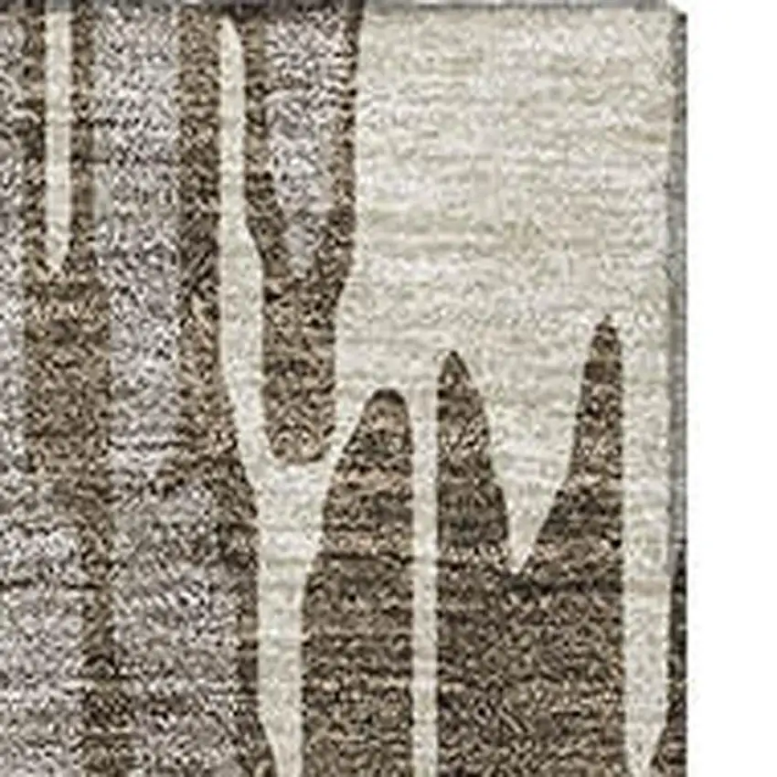 Brown And Ivory Abstract Washable Area Rug With UV Protection Photo 2