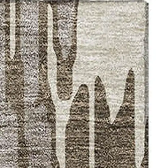 Brown And Ivory Abstract Washable Area Rug With UV Protection Photo 3