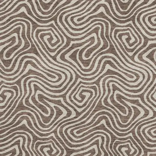 Brown And Ivory Abstract Washable Area Rug With UV Protection Photo 2