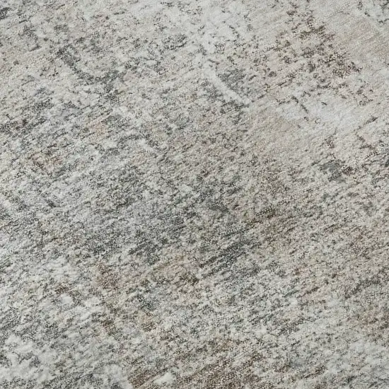 Brown And Ivory Abstract Washable Area Rug With UV Protection Photo 8