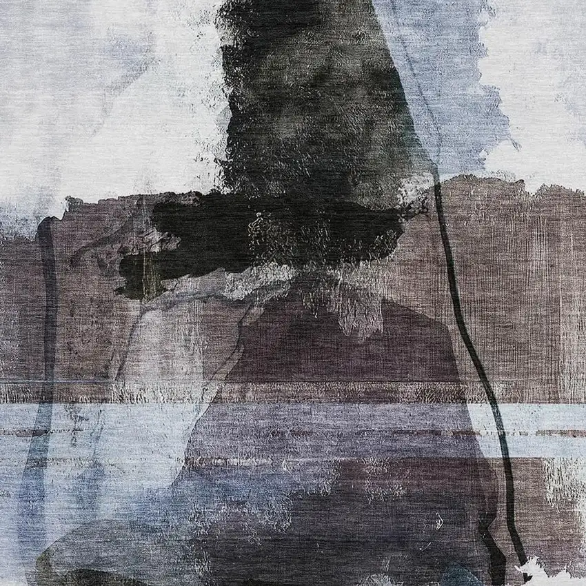 Brown And Ivory Abstract Washable Area Rug With UV Protection Photo 3