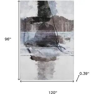 Photo of Brown And Ivory Abstract Washable Area Rug With UV Protection